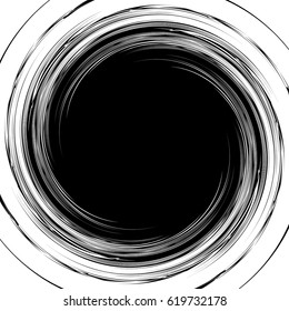 Abstract illustration with spiral, swirl element in clipping mask. Irregular concentric lines forming a vortex. Vector illustration