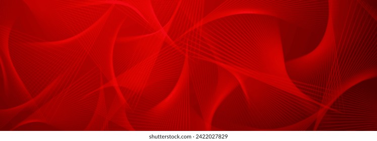 Abstract illustration with spirograph figures made of lines on a red background