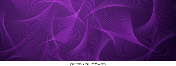 Ilustración abstracta con figuras espirográficas hechas de líneas sobre un fondo púrpura