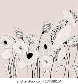 Abstract illustration with spring flowers 