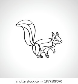 Abstract illustration of squirrel. Outline wavy squirrel vector