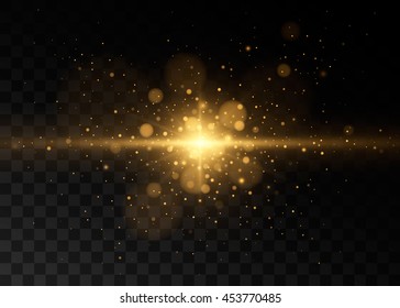 Abstract illustration of star light. Isolated on black transparent background. Vector illustration, eps 10.