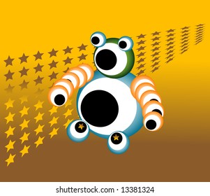 Abstract illustration with stars, and toy made from colored balls