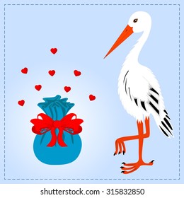 Abstract illustration with the stork