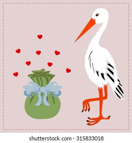 Abstract illustration with the stork
