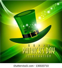 Abstract illustration of st.Patrick Day background with green shiny wave.