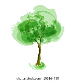 Abstract illustration of stylized tree. Spring season