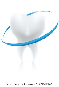 abstract illustration of the subject tooth on a white background with a shadow bonds 10 / tooth