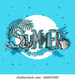 Abstract illustration for summer time theme with text. Vector 