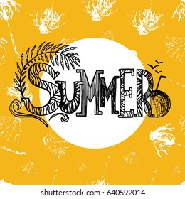 Abstract illustration for summer time theme with text. Vector 
