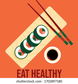 abstract illustration of sushi eat healthy