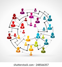 Abstract illustration with teamwork concept icon set