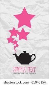 Abstract illustration of teapot with stars. Place for your text.