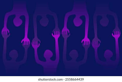 abstract illustration of the theme of unity, hands reaching out together