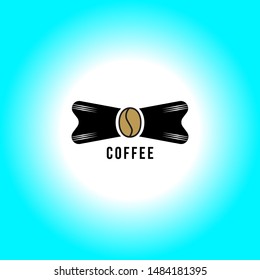 ABSTRACT ILLUSTRATION TIE COFFEE BLACK BROWN WITH GRADIENT BLUE WHITE BACKGROUND