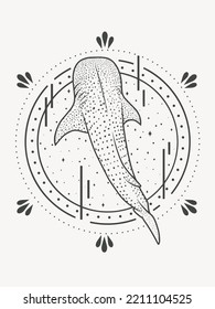 Abstract illustration with tiger shark. Simple, minimalistic art