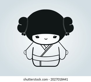 Abstract illustration of tiny japanese women