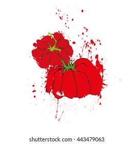 Abstract illustration of tomatoes. Fresh vegetable.