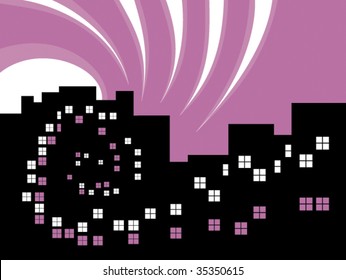 abstract illustration with town