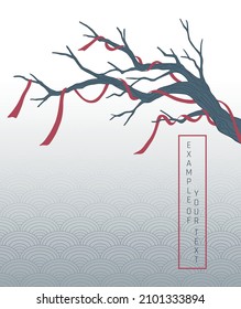 abstract illustration of tree branch with red tapes