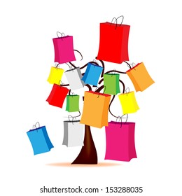 Abstract illustration - tree with colored envelopes