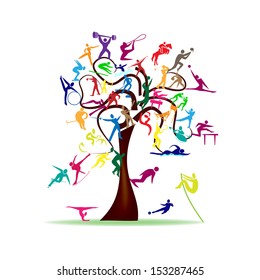 Abstract illustration - tree with colorful sport icons