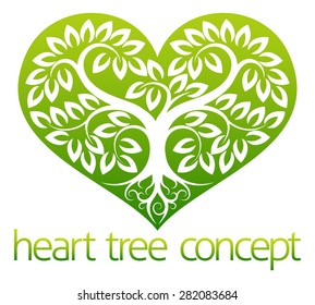 An abstract illustration of a tree growing into the shape of a heart symbol icon concept design