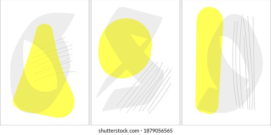 Abstract illustration in trendy gray and yellow shades for a web screensaver, format A 4. Beautiful background sketch for a holiday card.