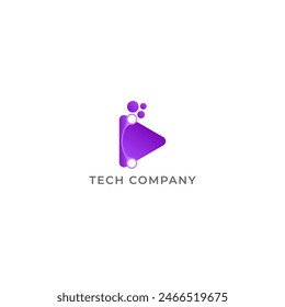 ABSTRACT ILLUSTRATION TRIANGLE WITH CIRCLE SIMPLE MINIMALIST GRADIENT PURPLE ORANGE COLOR TECH LOGO ICON MODERN SIMPLE TEMPLATE DESIGN VECTOR