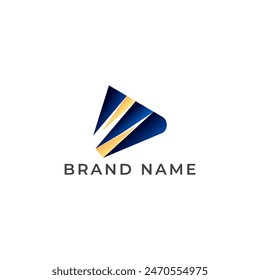 ABSTRACT ILLUSTRATION TRIANGLE GRADIENT BLUE ORANGE COLOR TECH LOGO ICON MODERN SIMPLE TEMPLATE DESIGN VECTOR