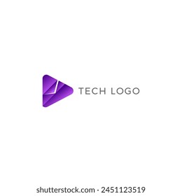 ABSTRACT ILLUSTRATION TRIANGLE SIMPLE MINIMALIST GRADIENT PURPLE COLOR TECH LOGO ICON MODERN SIMPLE TEMPLATE DESIGN VECTOR