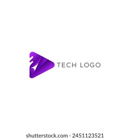 ABSTRACT ILLUSTRATION TRIANGLE SIMPLE MINIMALIST GRADIENT PURPLE COLOR TECH LOGO ICON MODERN SIMPLE TEMPLATE DESIGN VECTOR