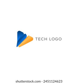 ABSTRACT ILLUSTRATION TRIANGLE SIMPLE MINIMALIST GRADIENT BLUE ORANGE COLOR TECH LOGO ICON MODERN SIMPLE TEMPLATE DESIGN VECTOR