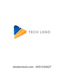 ABSTRACT ILLUSTRATION TRIANGLE SIMPLE MINIMALIST GRADIENT BLUE ORANGE COLOR TECH LOGO ICON MODERN SIMPLE TEMPLATE DESIGN VECTOR