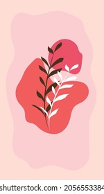 Abstract illustration of tropical leaves. Art abstract poster is perfect for greeting cards, posters, banners, flyers, social media posts, feeds, stories, fleets.