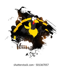 Abstract illustration of a turkey bird with brush strokes for Happy Thanksgiving Day celebration.