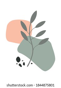 Abstract illustration with a twig on a pink-gray background