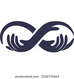 An abstract illustration of two hands forming an infinity symbol, symbolizing eternal connection and unity.