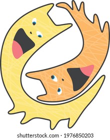 An abstract illustration of  two unique and cute cat