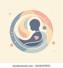 Abstract illustration of an unborn baby in a womb.