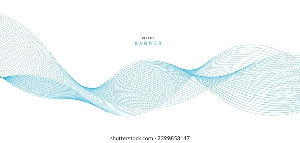 Ilustración abstracta de la pancarta vectorial. Plantilla de banner vectorial moderno con líneas onduladas azules