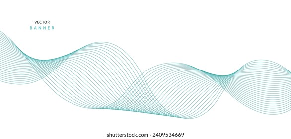 Abstract illustration of vector banner. Modern vector banner template with blue wavy lines.