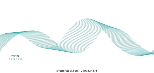 Abstract illustration of vector banner. Modern vector banner template with blue wavy lines.