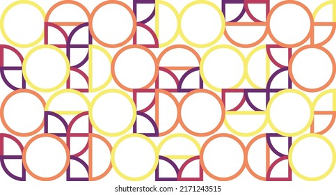 Abstract. Illustration. Vector. A collection of full circles, half circles, and quarter circles. Ornament. Design material for wall cladding, gift wrapping and home decor. Creative. background. 