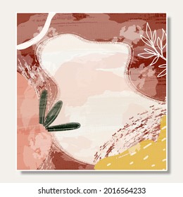Abstrakte Illustration, EPS10-Druck, handgezeichnete botanische Bürstengeometrie, zeitgenössische Mitte des Jahrhunderts moderne Kunst, skandinavischer nordischer Boho-Designstil