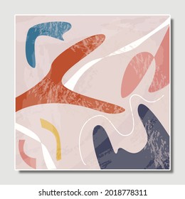 Abstract illustration vector EPS 10 print hand drawn painted geometry shape contemporary aesthetic old color mid century modern art design