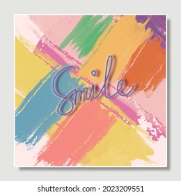 Abstract illustration vector EPS 10 print hand drawn painted colorful brush stroke shape contemporary minimal aesthetic mid century modern art design