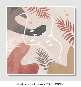 Abstract illustration vector EPS 10 print hand drawn water color painted botanical shapes contemporary aesthetic mid century modern art Scandinavian nordic design style