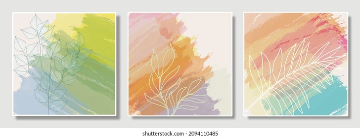 Abstract illustration vector EPS 10 print hand drawn painted colorful brush stroke shape contemporary minimal aesthetic mid century modern art design