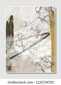 Abstract illustration vector EPS 10 print hand drawn painted brush stroke shape contemporary minimal aesthetic mid century modern art design